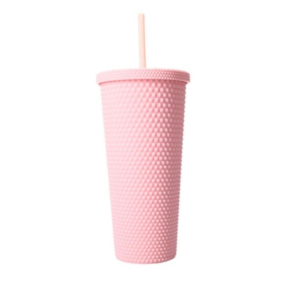 Studded Water Tumbler Cup with Lid and Straw, Studded BPA Free Leak Proof 24 oz - Picture 3 of 5
